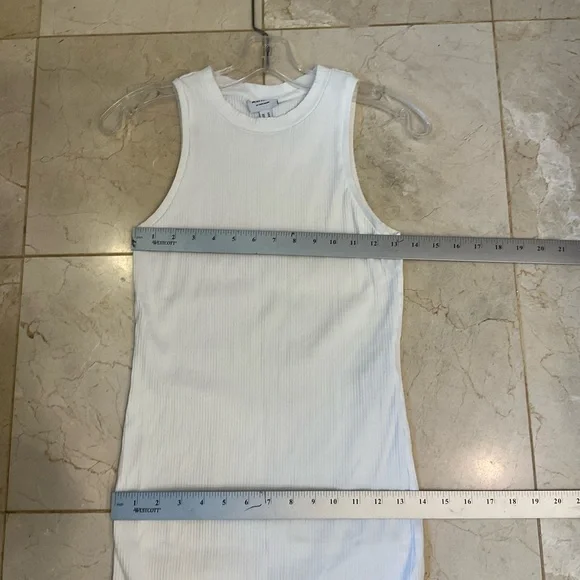 Aware by Vero Moda Ribbed Knit Fitted White Dress, Sleeveless, Round Neck, Sz M - Picture 12 of 13